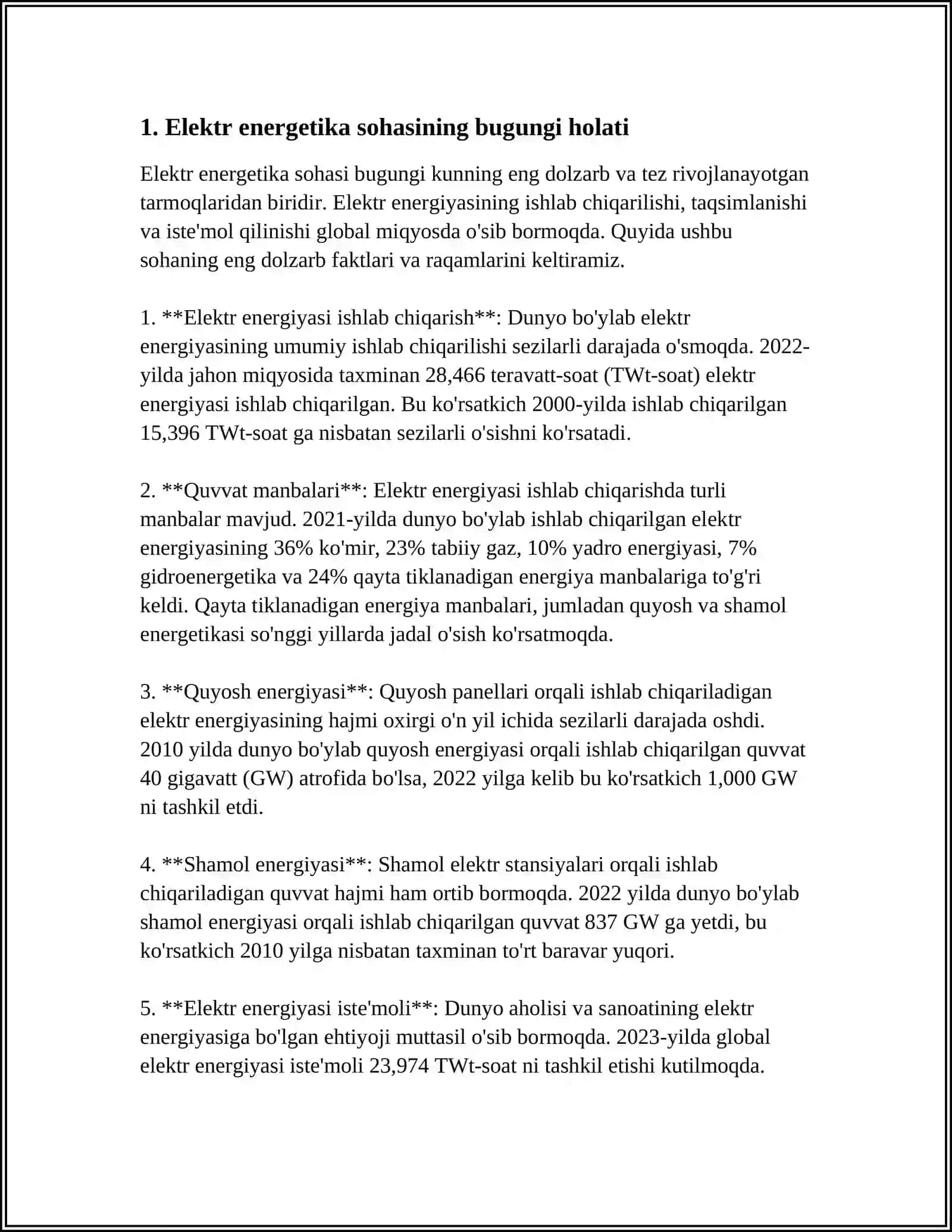 O'ZBEKISTON ELEKTR ENERGETIK SOHASINING RIVOJLANISH ISTIQBOLLARI 3