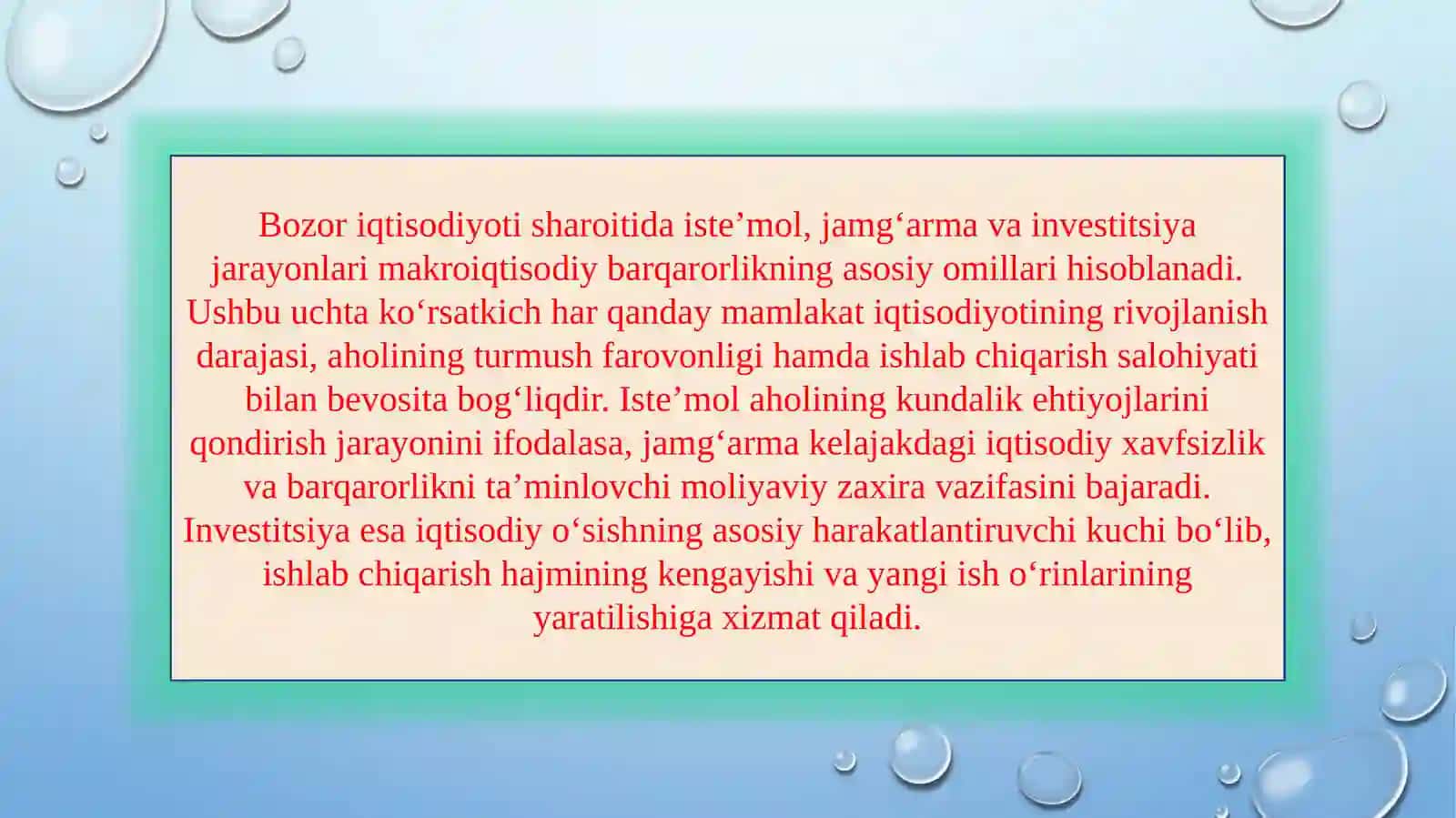 Iste’mol, jamg‘arma va investitsiya SLAYD 3