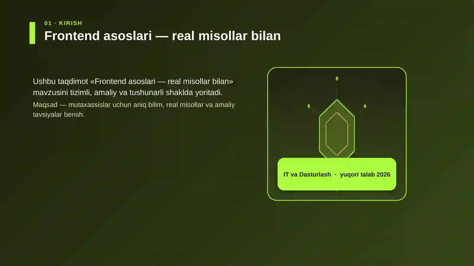 Frontend asoslari — real misollar bilan 3