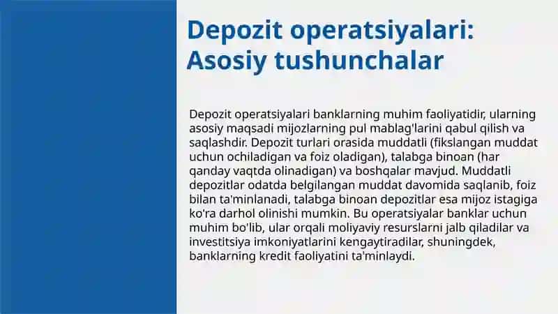 Tijorat banklarining depozit va nodepozit operatsiyalarining tavsifi 3