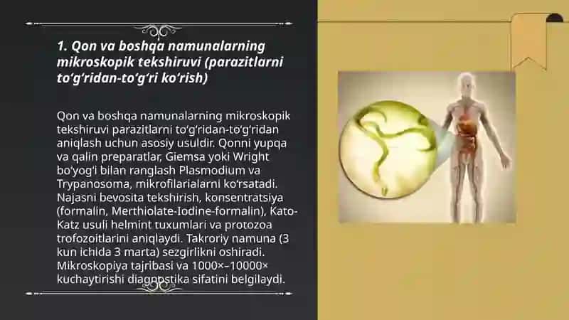 Parazit kasalliklarning diagnostika usullari 3