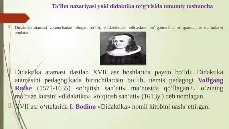 Didaktika ta’lim nazariyasi sifatida (TAQDIMOT) 3