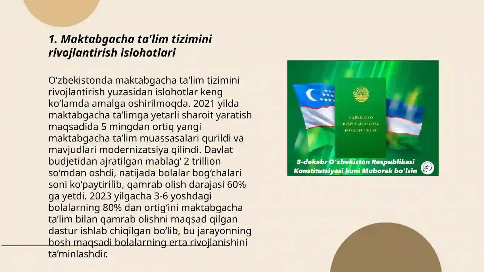 Ozbekiston Respublikasida talim sohasida amalga oshirilgan islohatlar 3