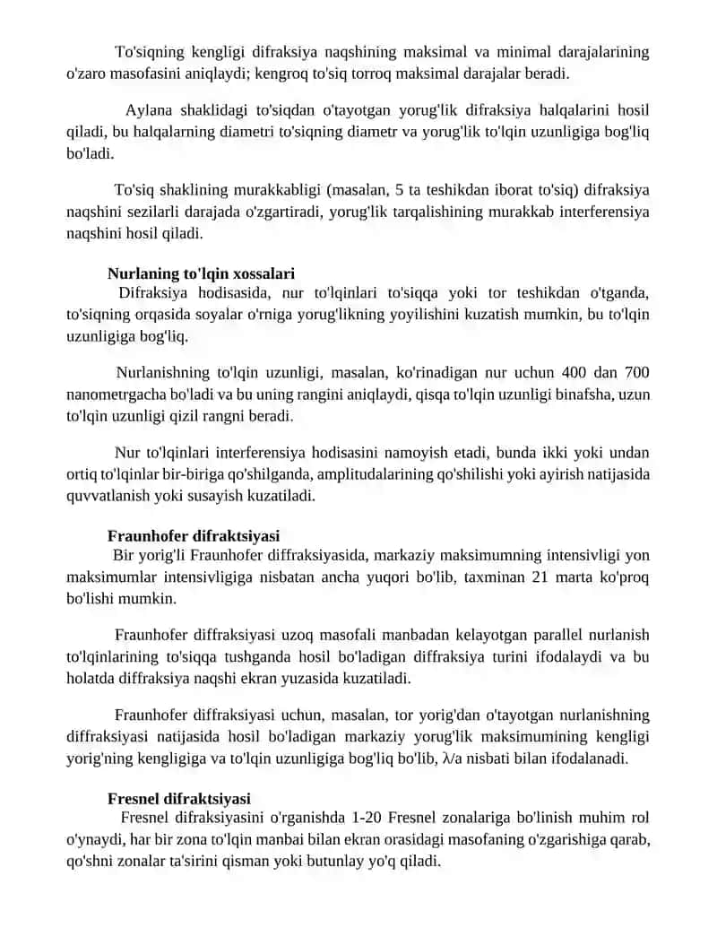 Yorugʻlikning toʻlqin xossalari 3