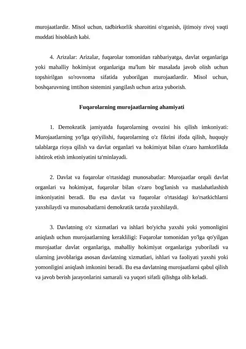 Fuqarolarning murojaatlari 3