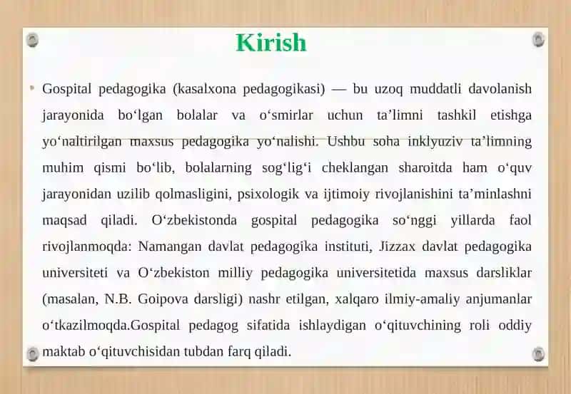 Gospitalpedagogika (kasalxona pedagogikasi) 3