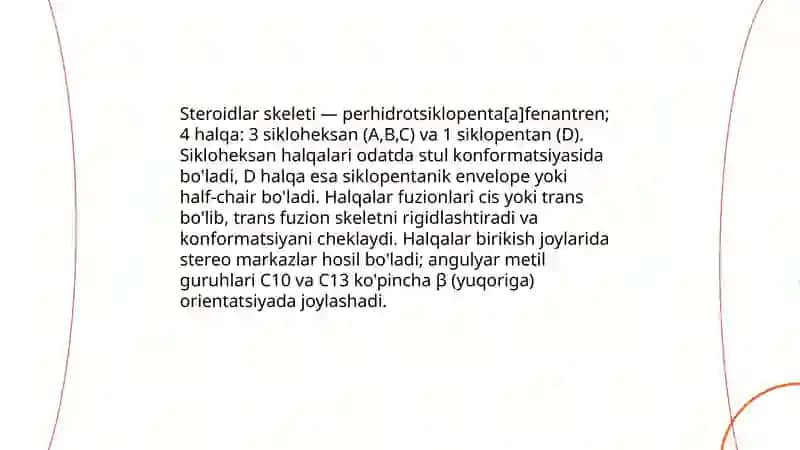 Steroidlar va terpenlarning stereo kimyosi 3