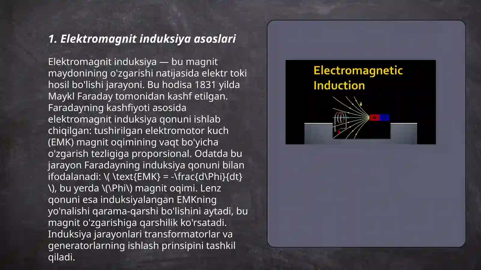 Faradeyning elektromagnit induksiya qonuni 3