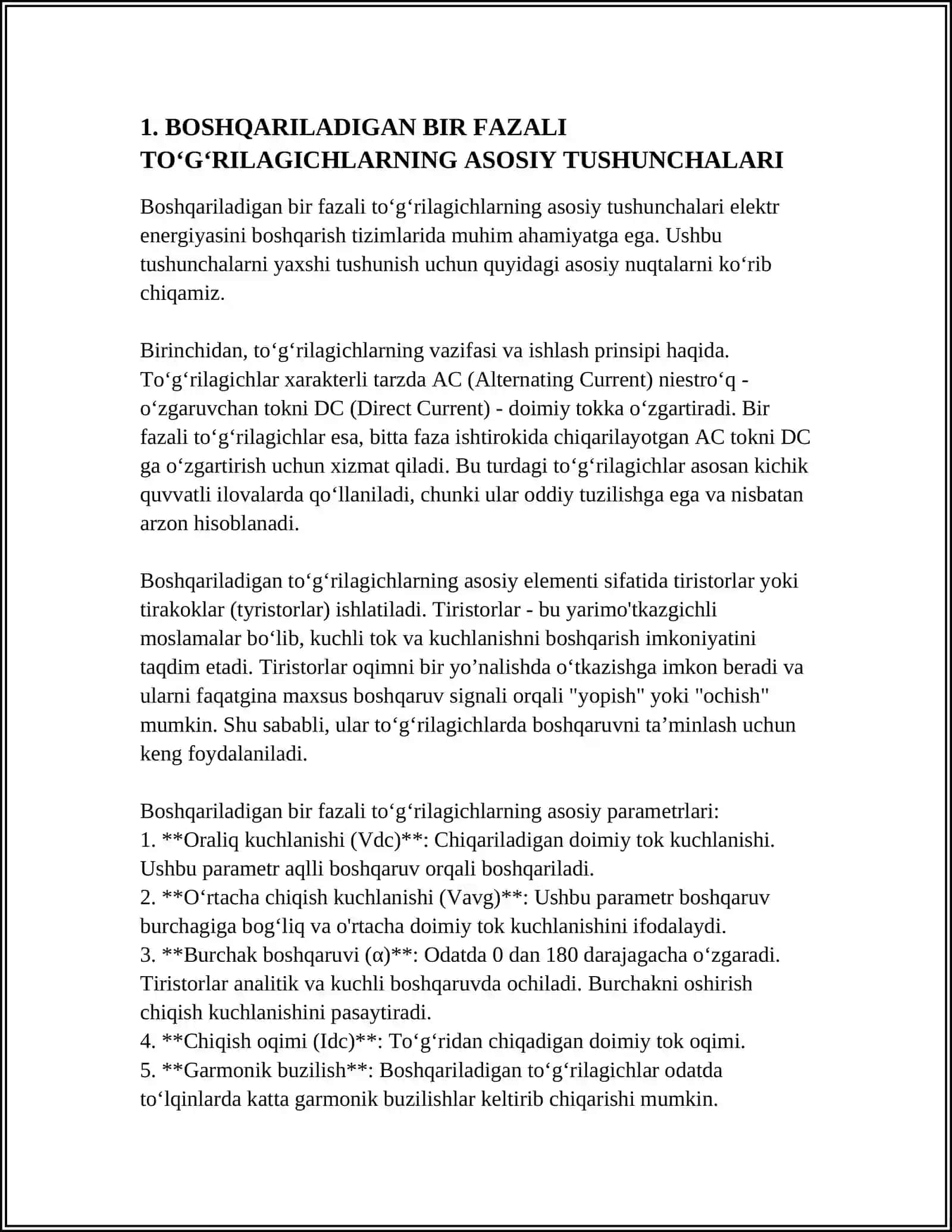 BOSHQARILADIGAN BIR FAZALI TOʻGʻRILAGICHLAR 3