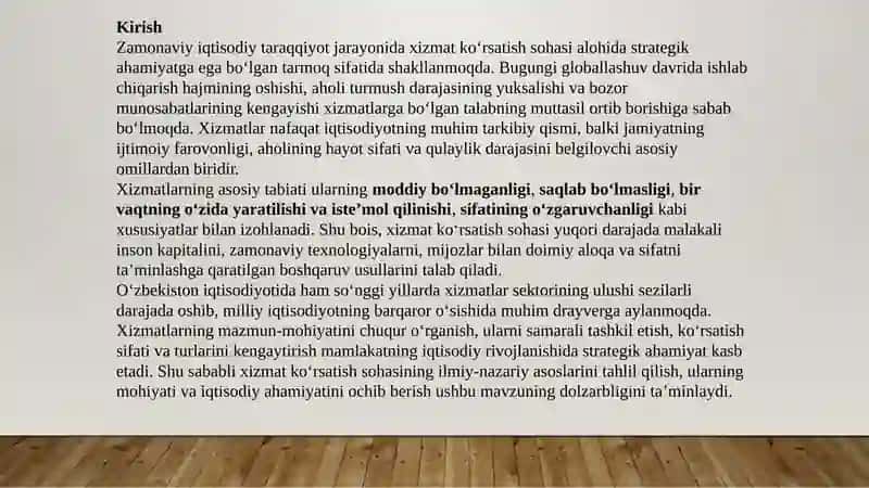 Xizmat ko‘rsatish soxasining asoslari 3