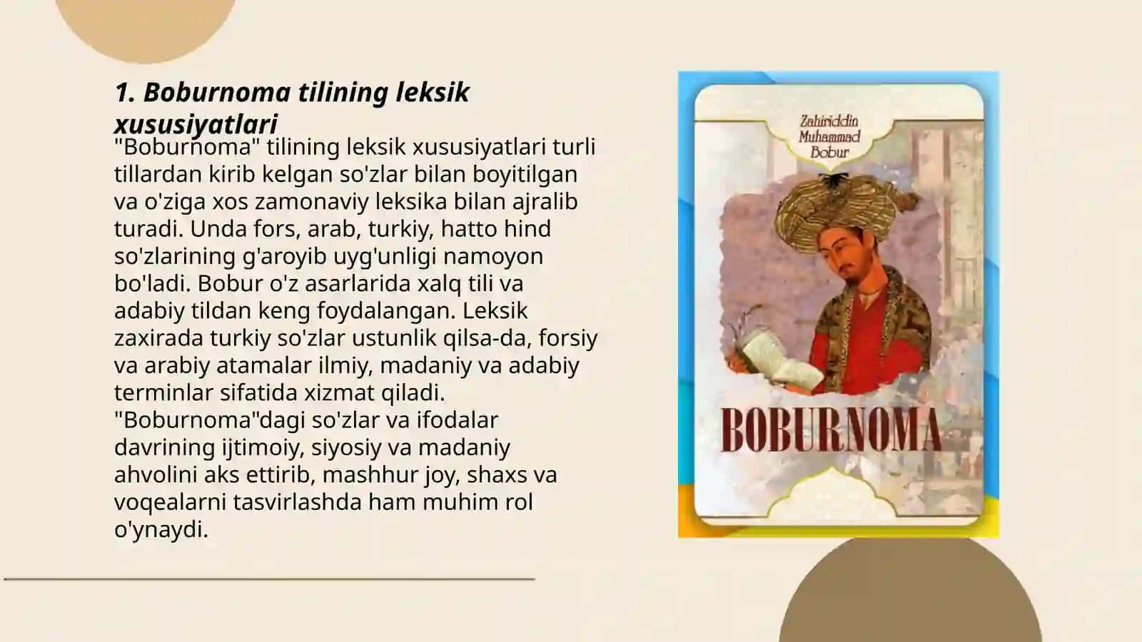 Boburnoma Tilining Leksik Xususiyatlari 3