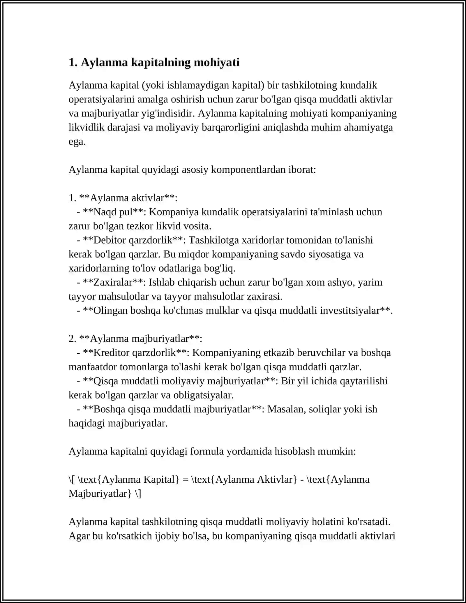 TADBIRKORLIK KAPITALINING AYLANISHI 3