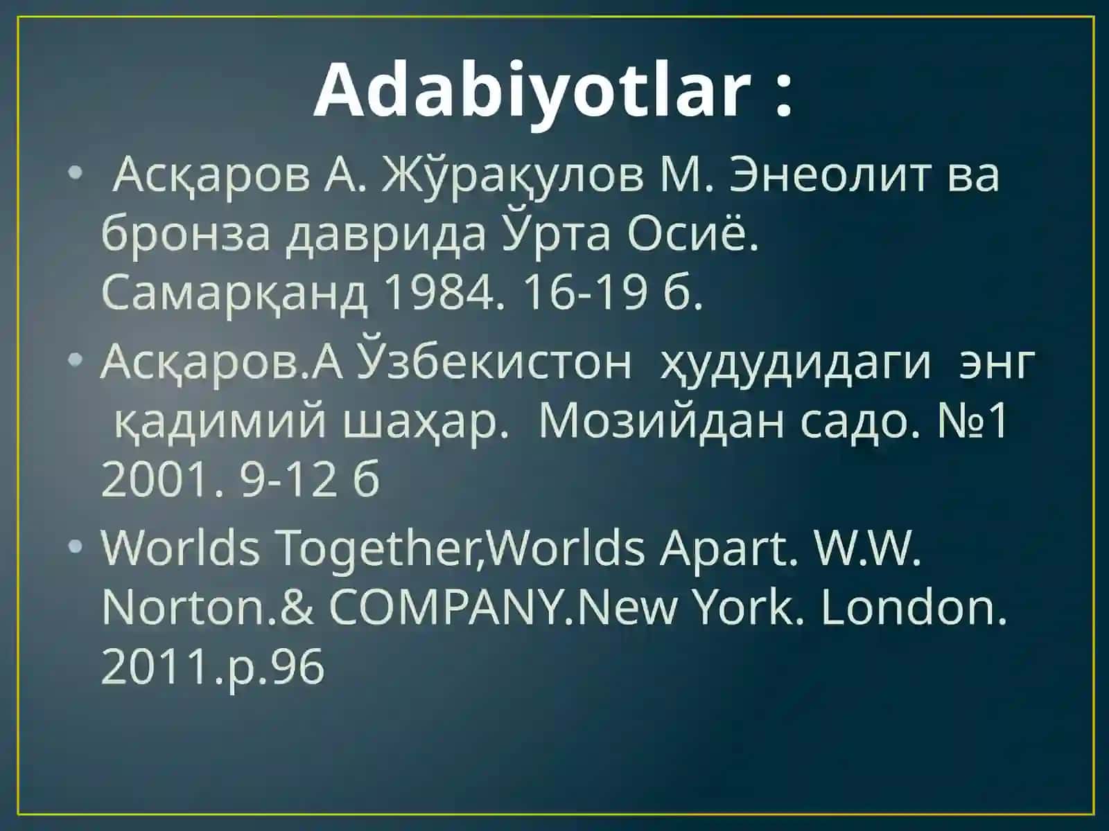 Bronza davri va uning o’rganilishi 3