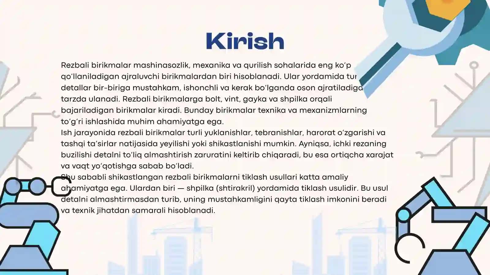 Rezbali birikmalarning RQ yordamida tiklash usuli 3