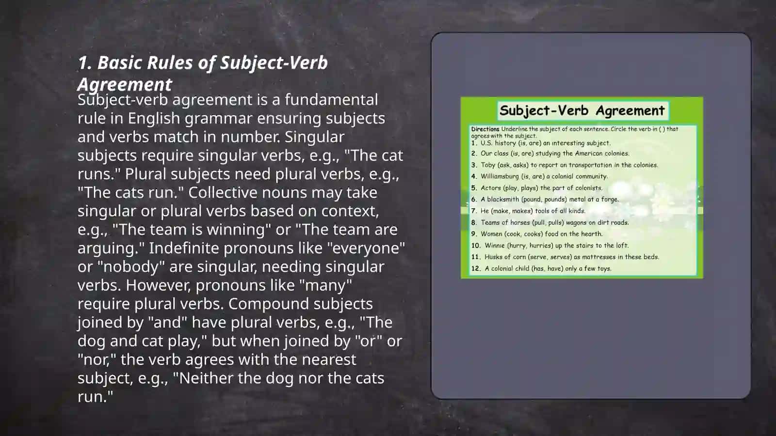 Basic Rules of Subject-Verb Agreement 3