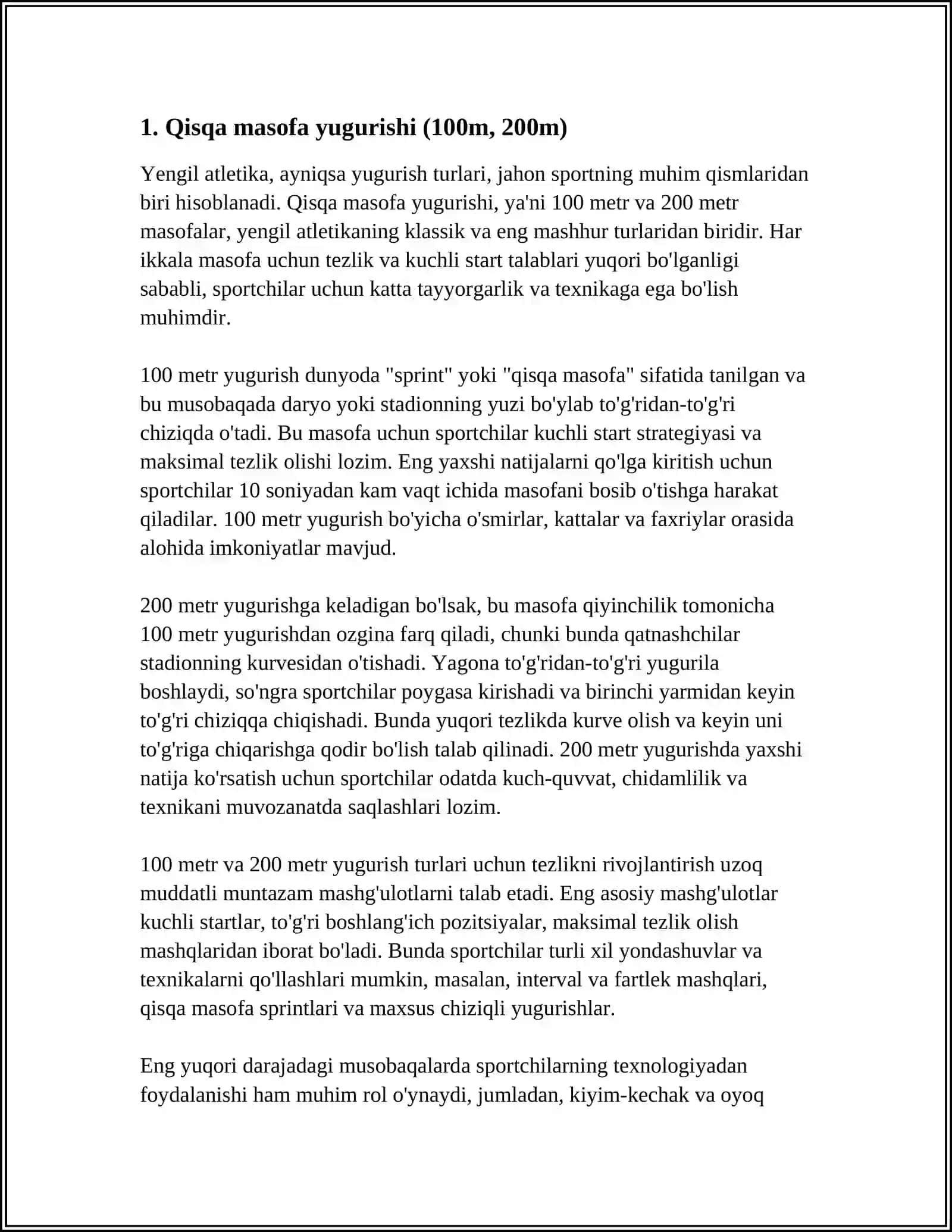 YENGIL ATLETIKA: YUGURISH SAKRASH VA SAKRASH TURLARI 3