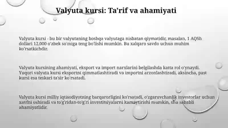 Valyuta kursi va unga ta'sir qiluvchi omillar 3