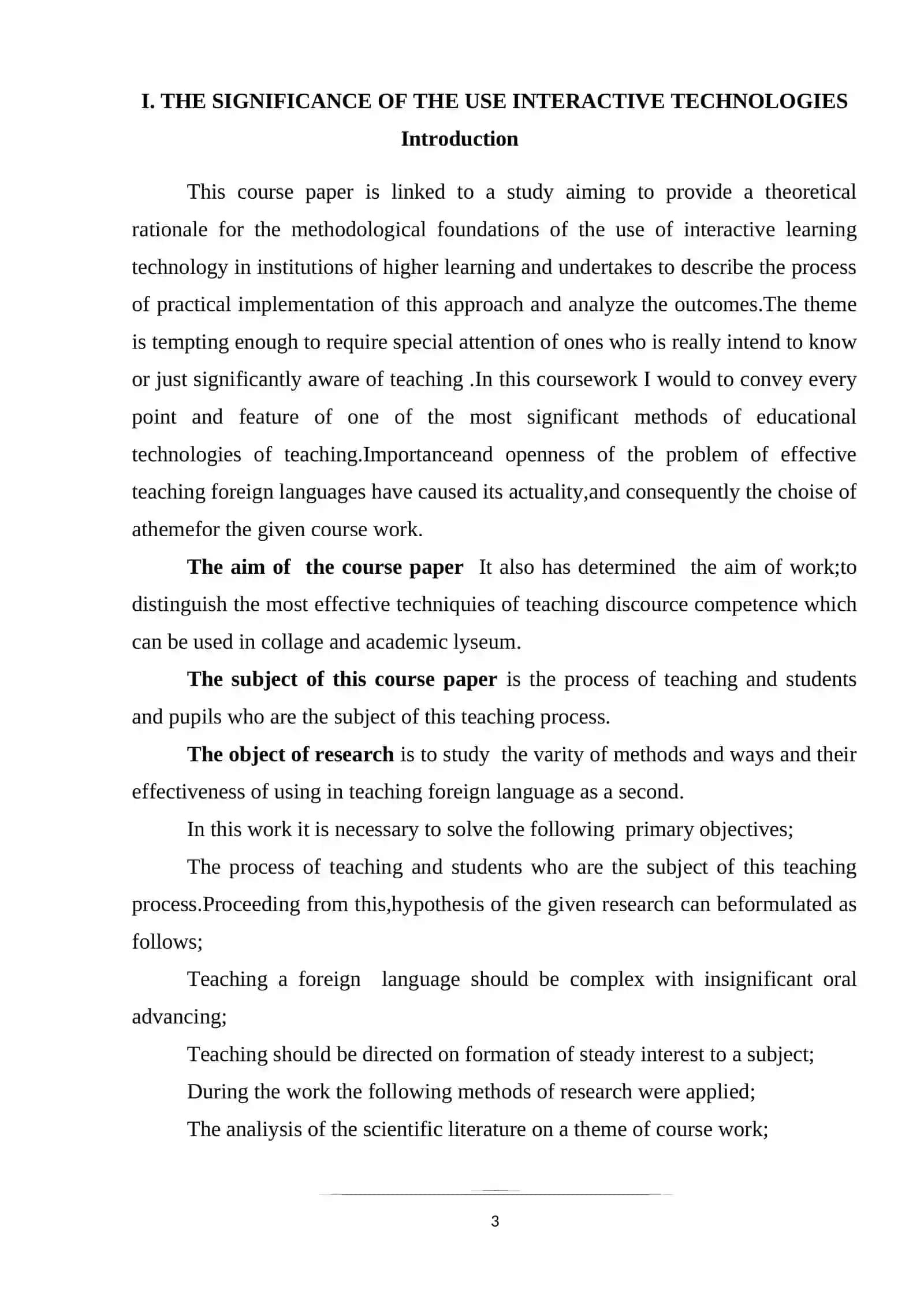 Course paper on the use of interactive learning technology 3