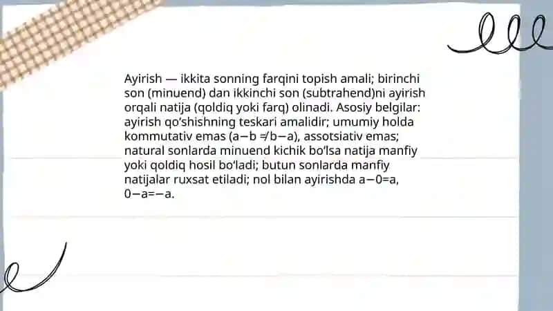 Ayirish va boʻlishning ta'rifi 3