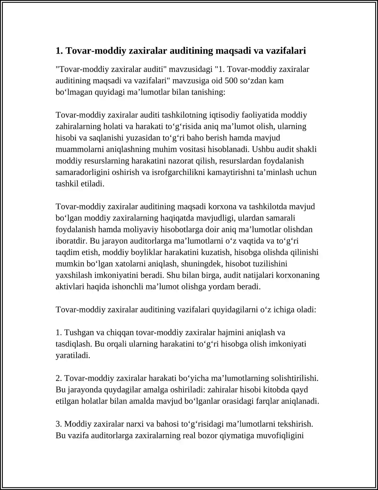 TOVAR-MODDIY ZAXIRALAR AUDITI 3
