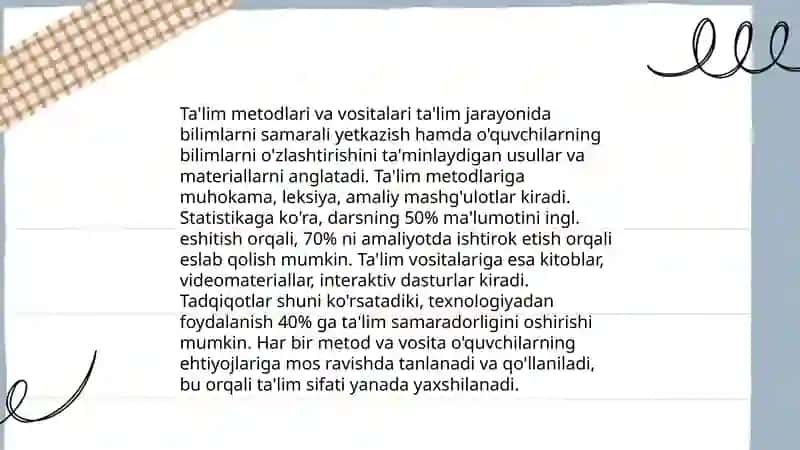 Ta’lim metodlari va vositalari 3