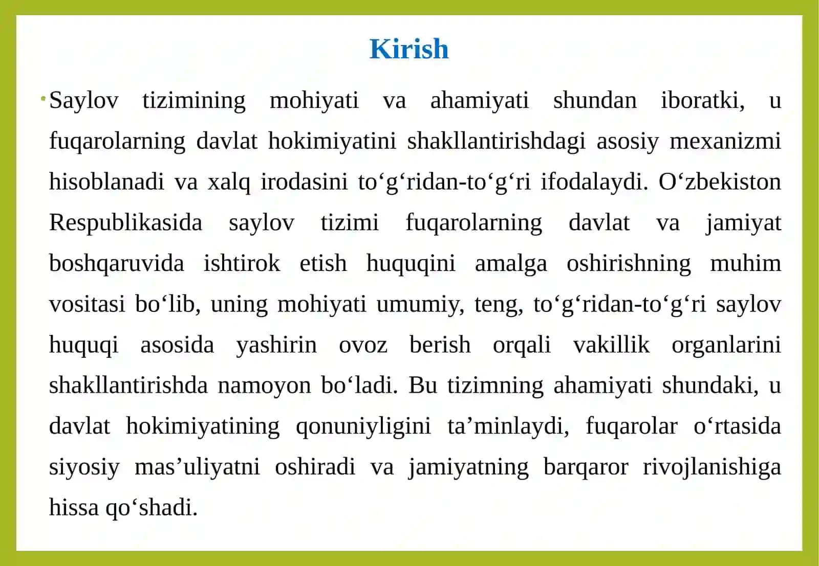O‘zbekiston Respublikasidagi saylov tizimi 3