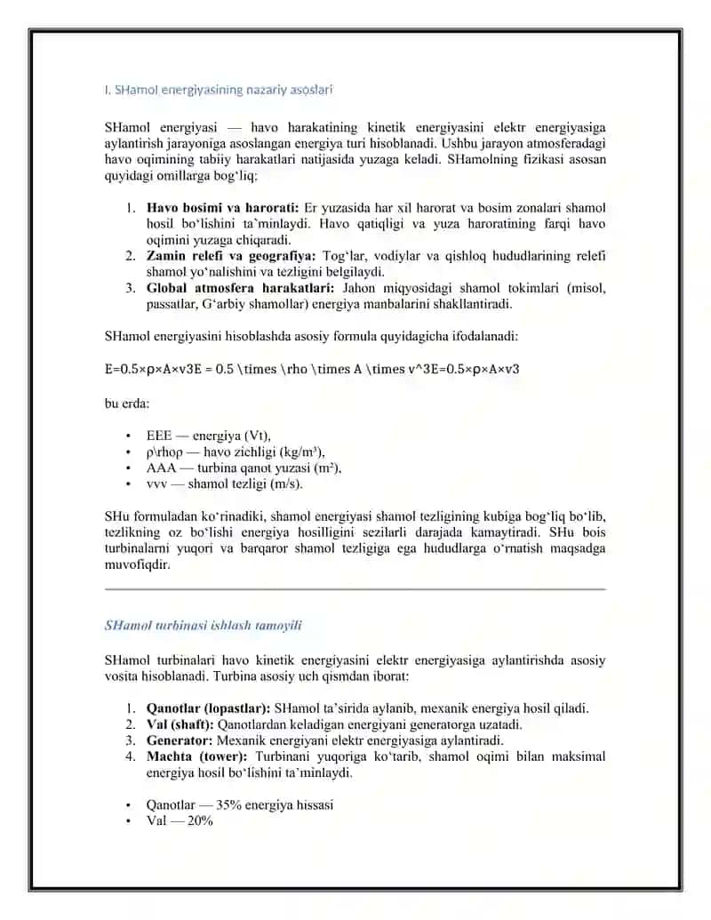 SHAMOL ENERGIYASIDAN SAMARALI FOYDALANISH. 3