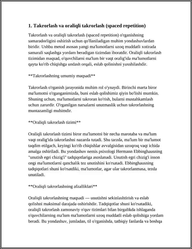 XOTIRANI OʻRGANISH METODLARI 3