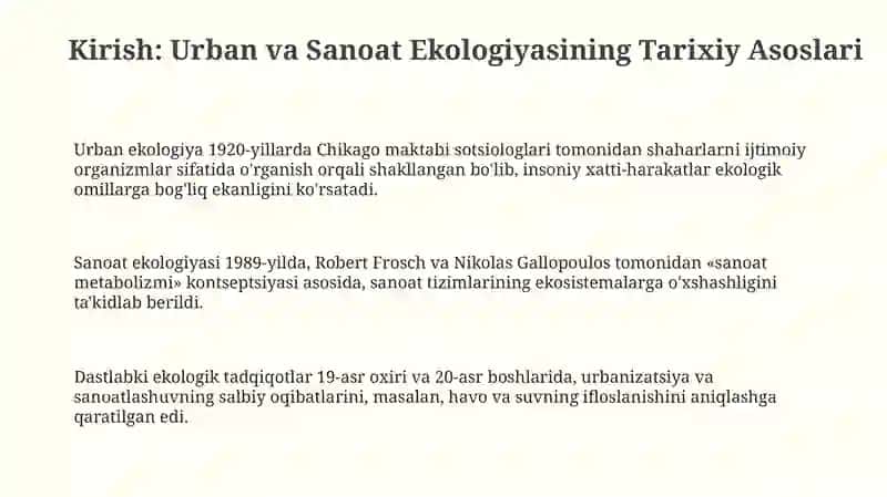 Shahar va sanoat ekologiyasi fanining rivojlanish tarixi 3