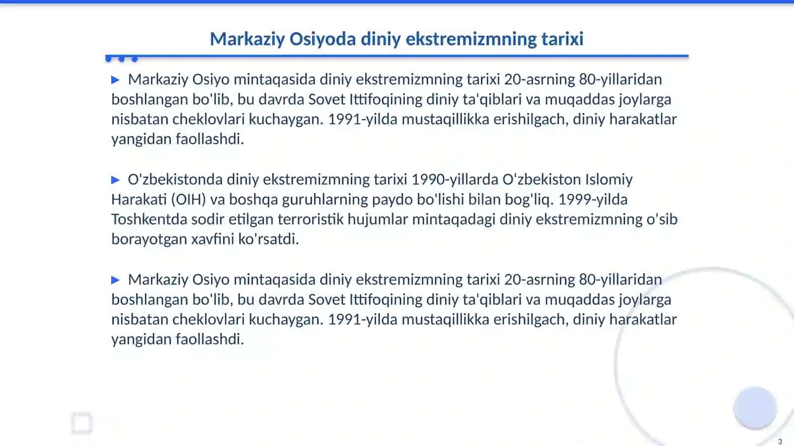 Markaziy Osiyoda diniy ekstremizmning tarixi 3
