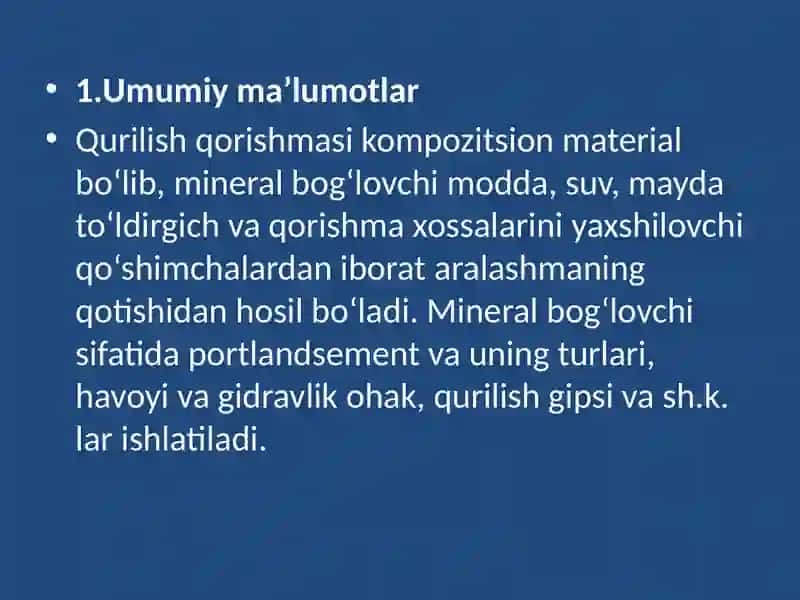 Qurilish qorismalarining turlari 3