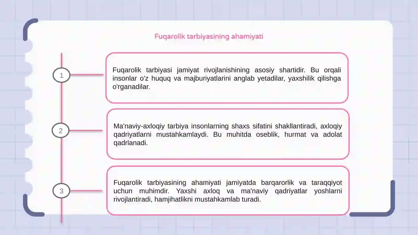 Fuqarolik tarbiyasi. Ma'naviy-axloqiy tarbiya 3