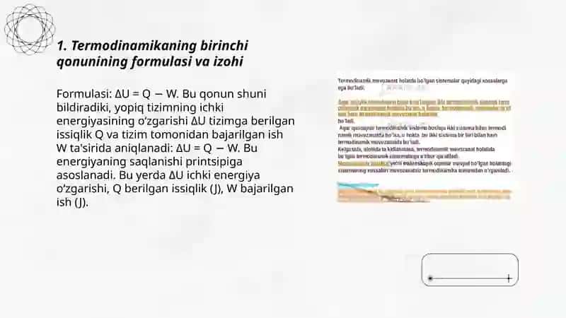 Termodinamikaning birinchi qonuni 3