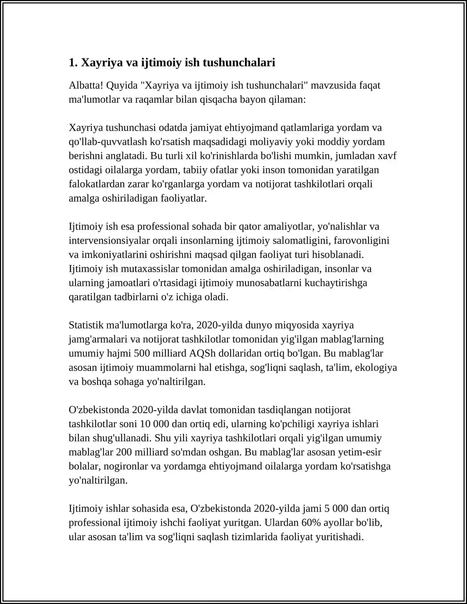 Xayriya va Ijtimoiy Ish Ortasidagi Farqi 3