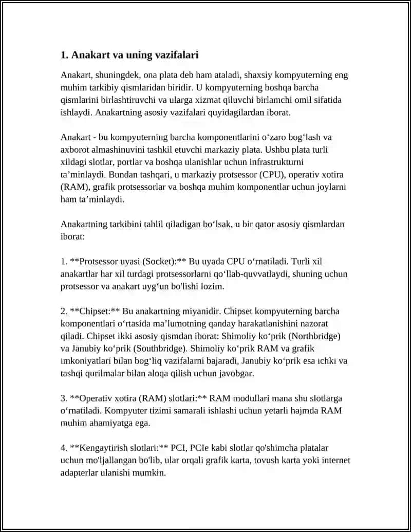 SHAXSIY KOMPYUTERNING TUZILISHI 3