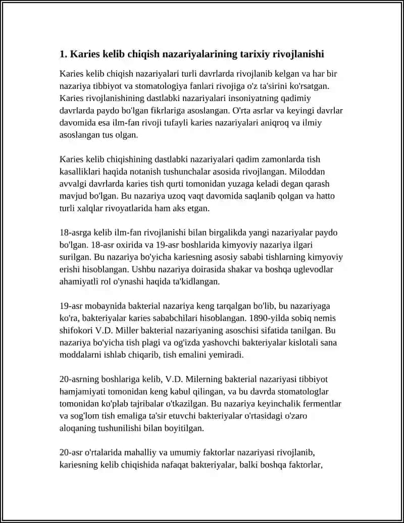 KARIES KELIB CHIQISH NAZARIYALARI 3