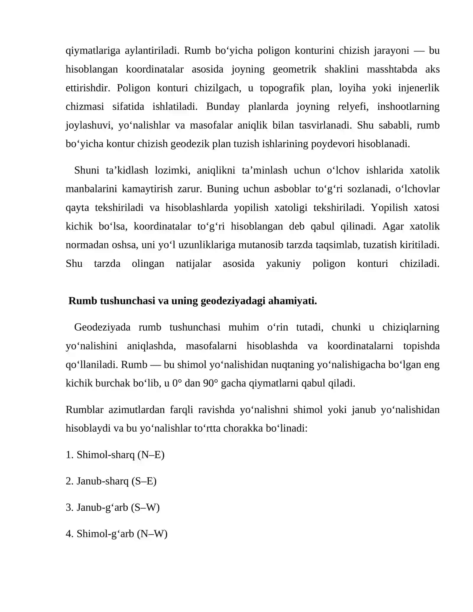 Rumb bo‘yicha poligon konturini chizish 3