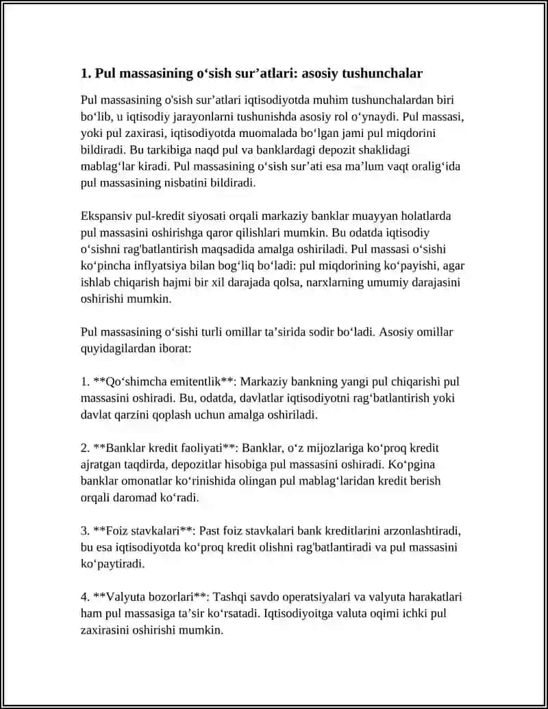 Pul massasini o‘sish sur‘atlari 3