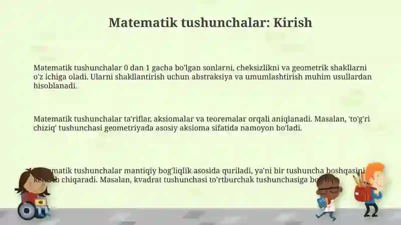 Matematik tushuncha. Matematik hukm. Matematik xulosa 3