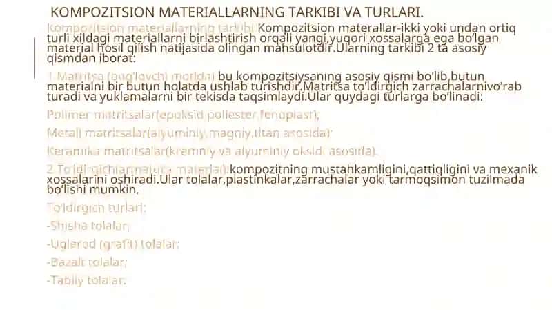 Kompozitsion materiallarning tarkibi va turlari 3