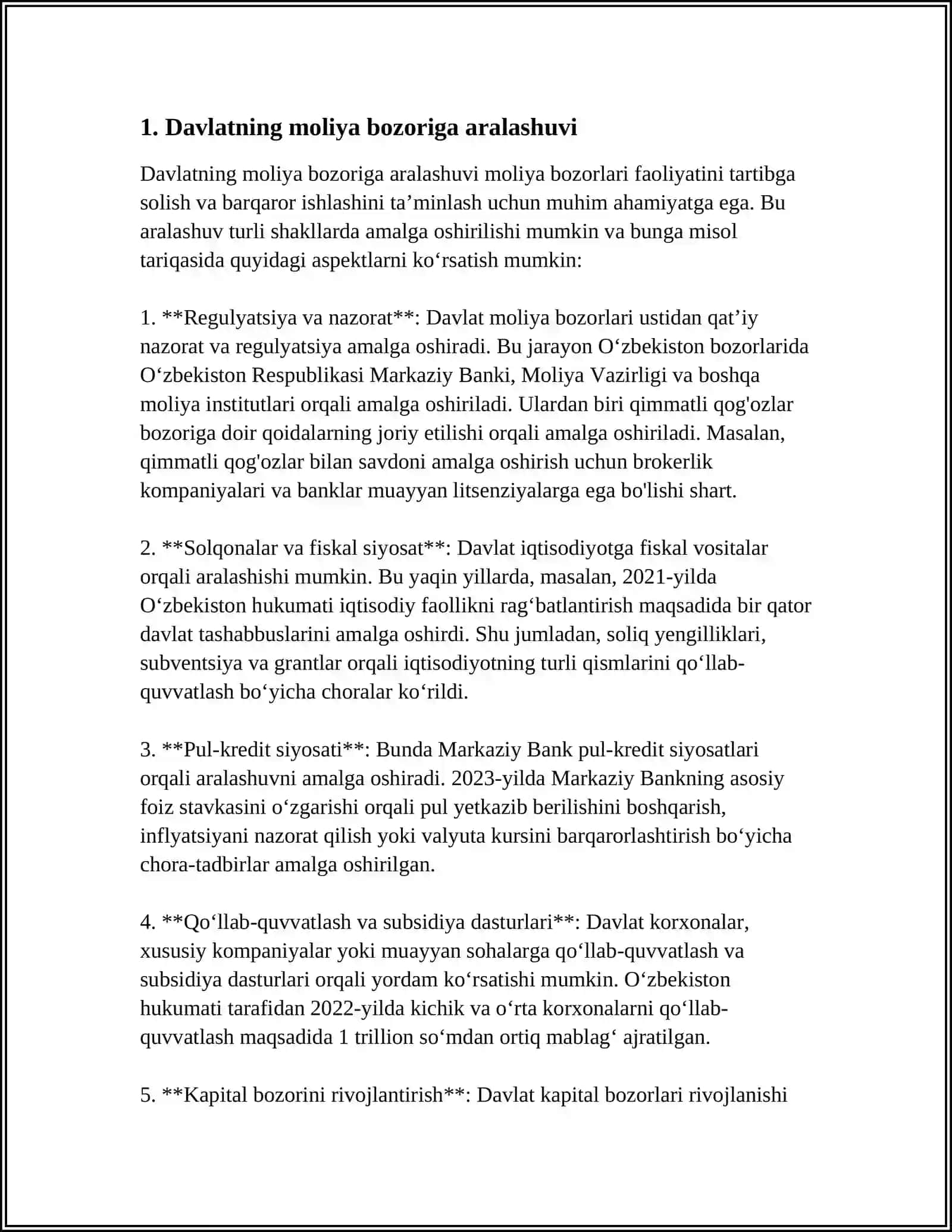 MOLIYA BOZORINI TARTIBGA SOLISHDA DAVLATNING ROLI 3
