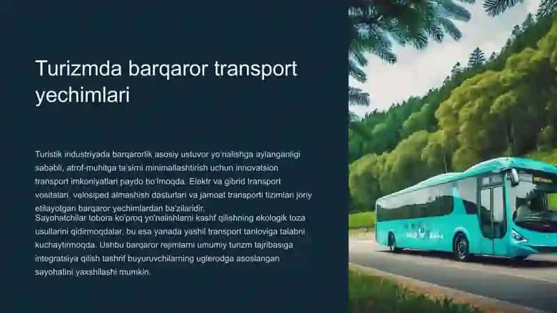 Turizmda transport xizmatlarini tashkil etish talablari 3