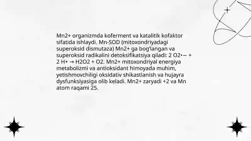Mn+2 kationini tibbiyotda qo'llanishi va analitik reaksiyalari 3