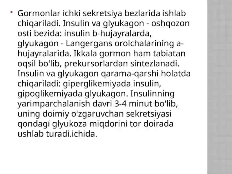 Insulin va Glyukagonning Ta'sir Mekanizmi 3