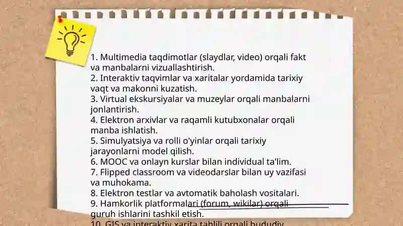 Tarix talimida pedagogik texnalogiyalardan foydalanish 3