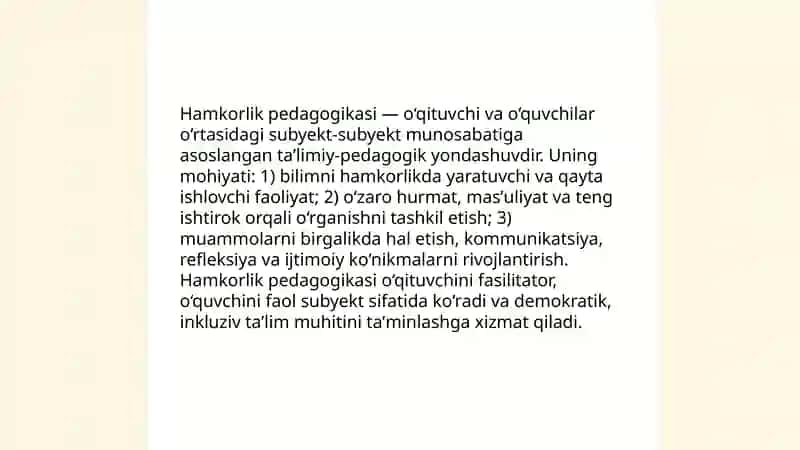 Hamkorlik pedagogikasining kontseptual g‘oyalari 3