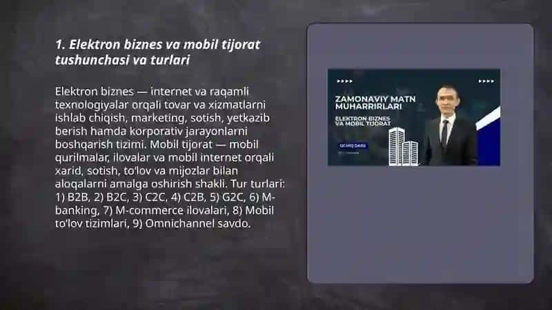 Elektron biznes va Mobil tijorat tushunchasi 3