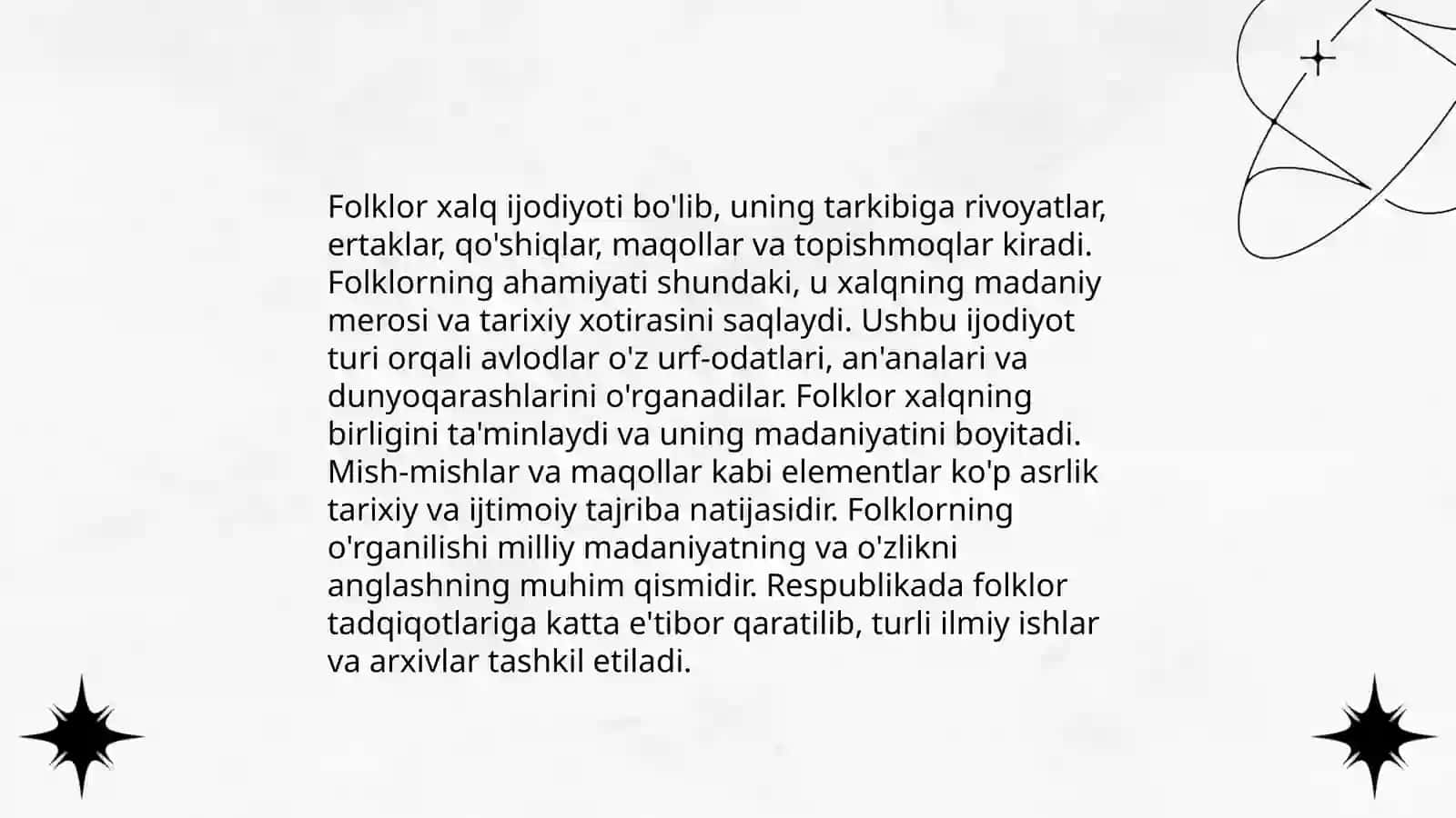 Folklor ma’naviy tarbiyaning poydevori. Xalq og‘zaki ijodi so‘z san'ati sifatida 3
