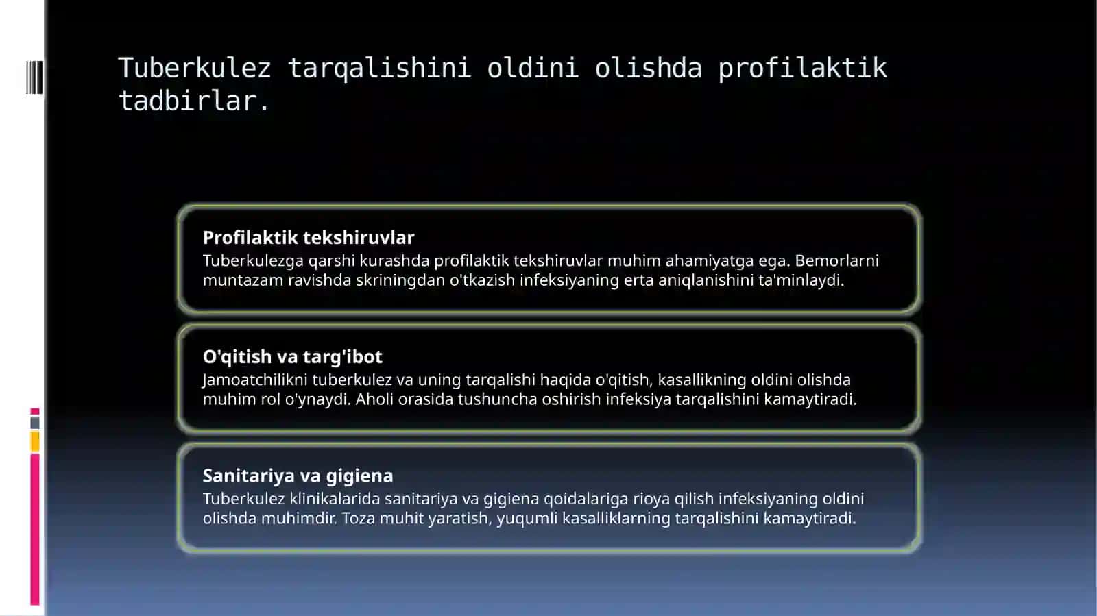 Tuberkulez klinikasida infeksion nazorat 3