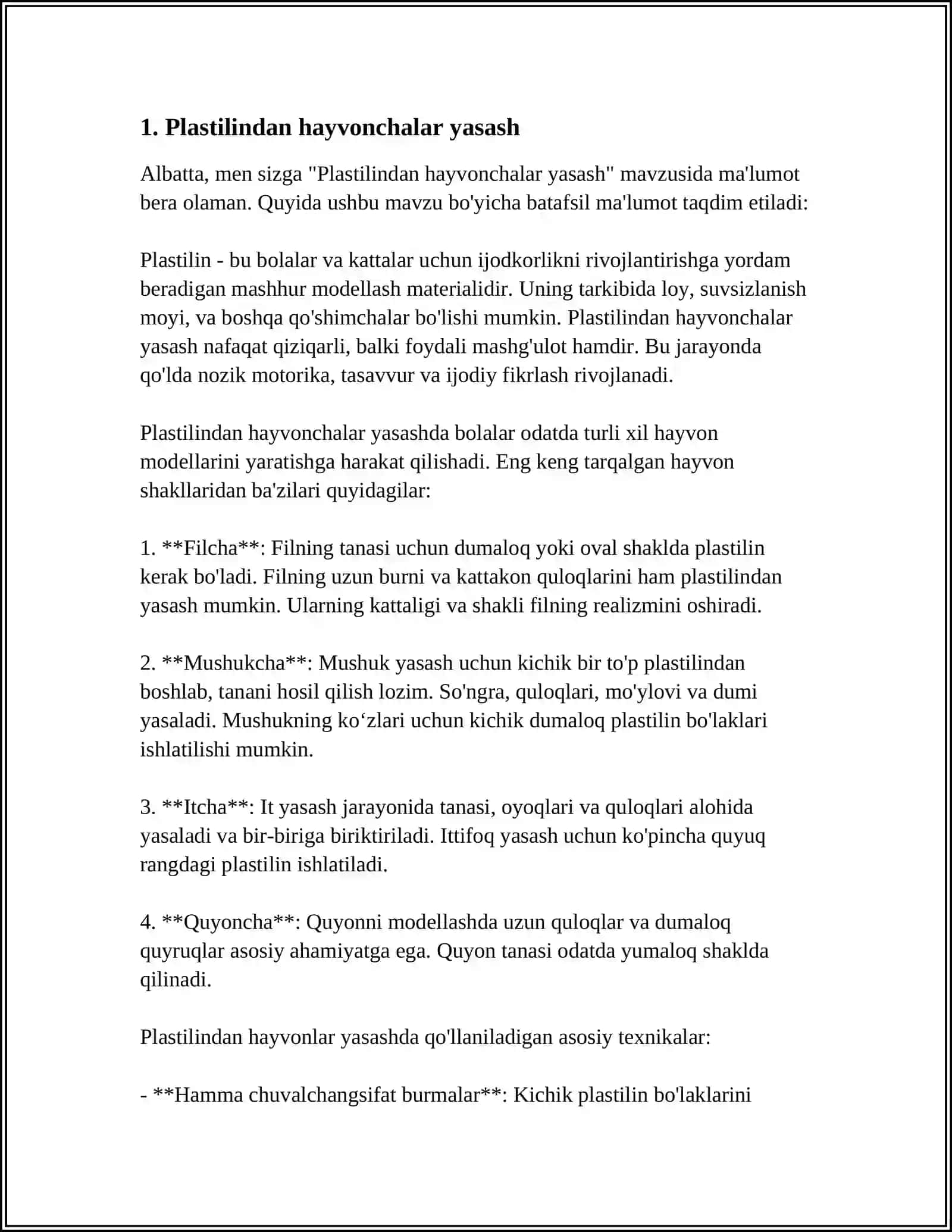 PLASTILINDAN TURLI OʻYINCHOQ YASASH 3